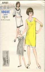 6461 1965 VOGUE SLENDER BAND DRESS SLEEVES OR NOT PATTERN 16 36"